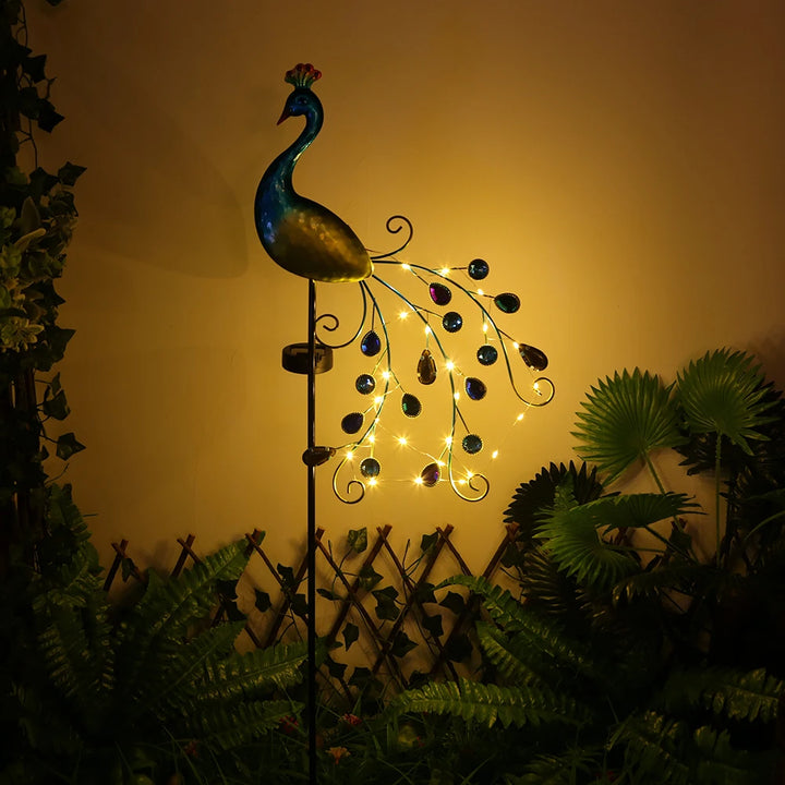 Enchanted Peacock Solar Luminary