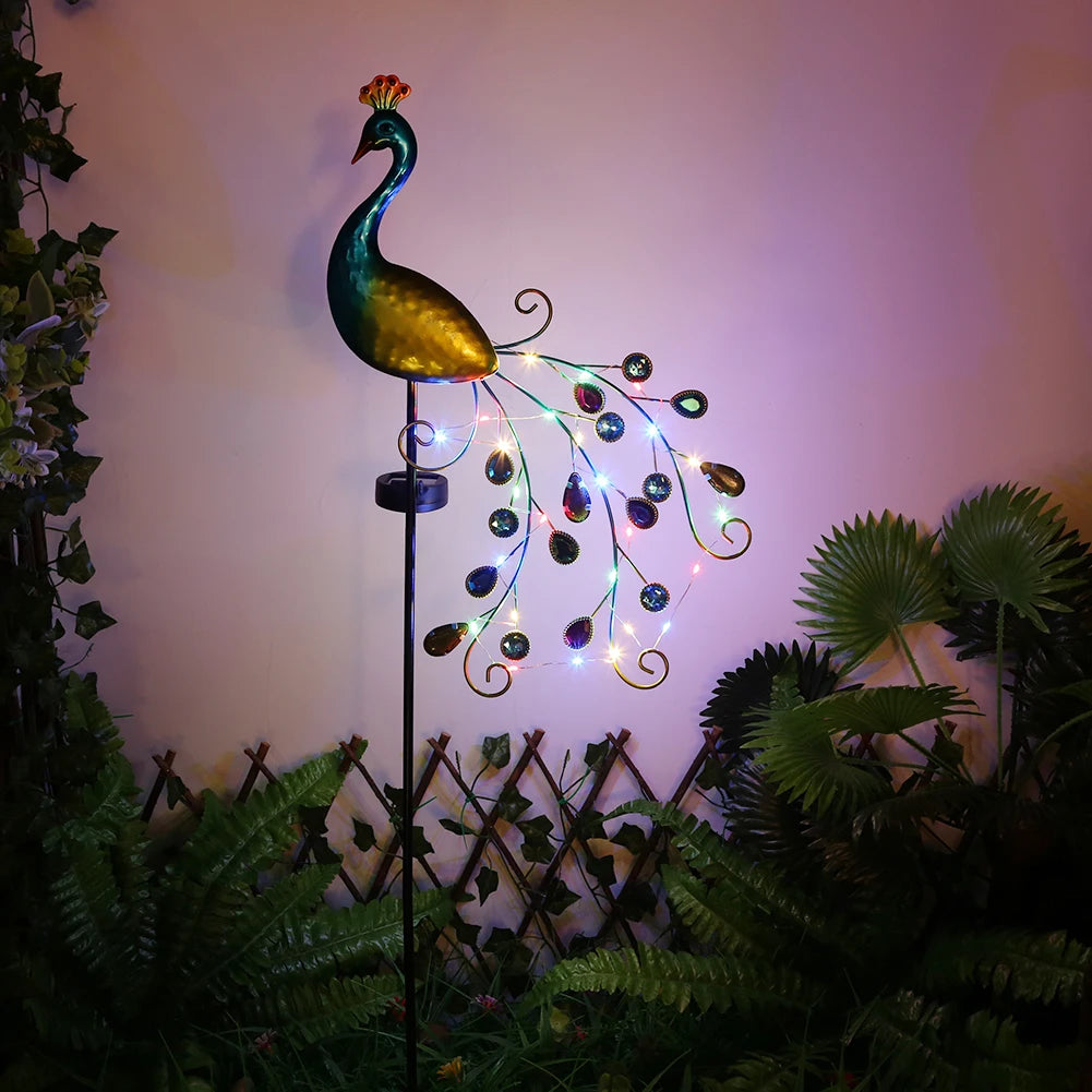 Enchanted Peacock Solar Luminary